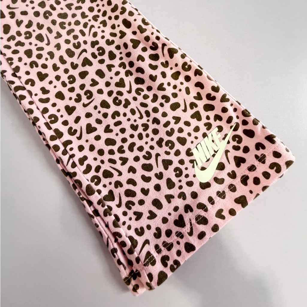 Nike Girls Pink Leopard Print Leggings With Black Spots